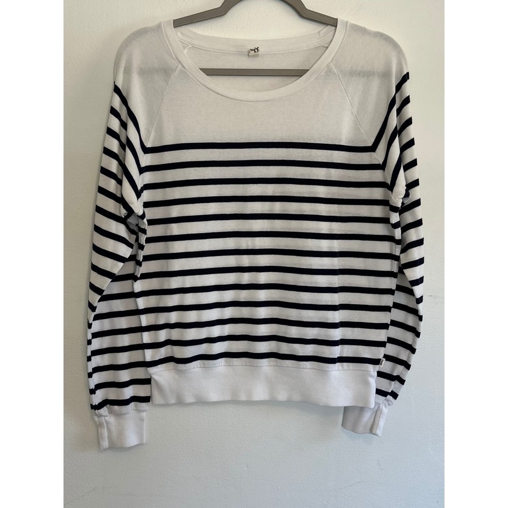Aritzia‎ TNA Striped LS Raglan Top Navy White Nautical Classic Minimalist Casual